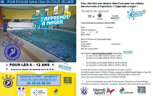 Opération CNBV "J'apprends à nager 2026" à ValséO